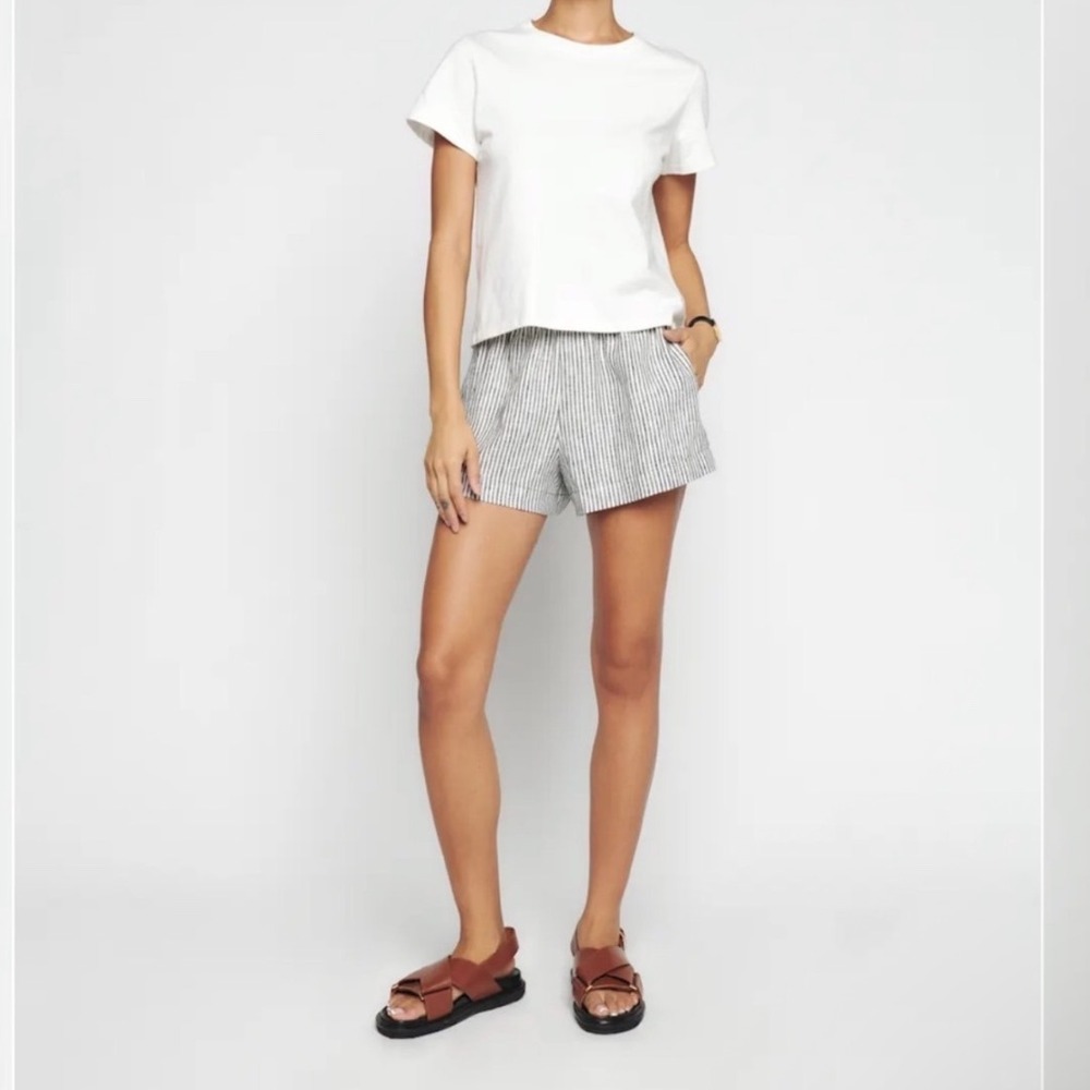 Reformation Mila Linen Short Size XS Striped In Vineyard